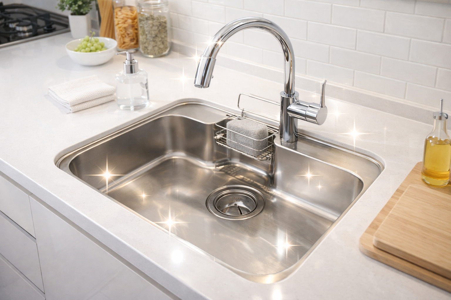 キッチンのシンク周りを清掃した仕上がり（清潔感のある状態）